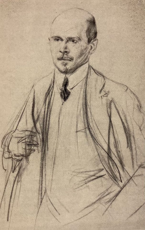 Porträt auf Papier eines Herren in Anzug.