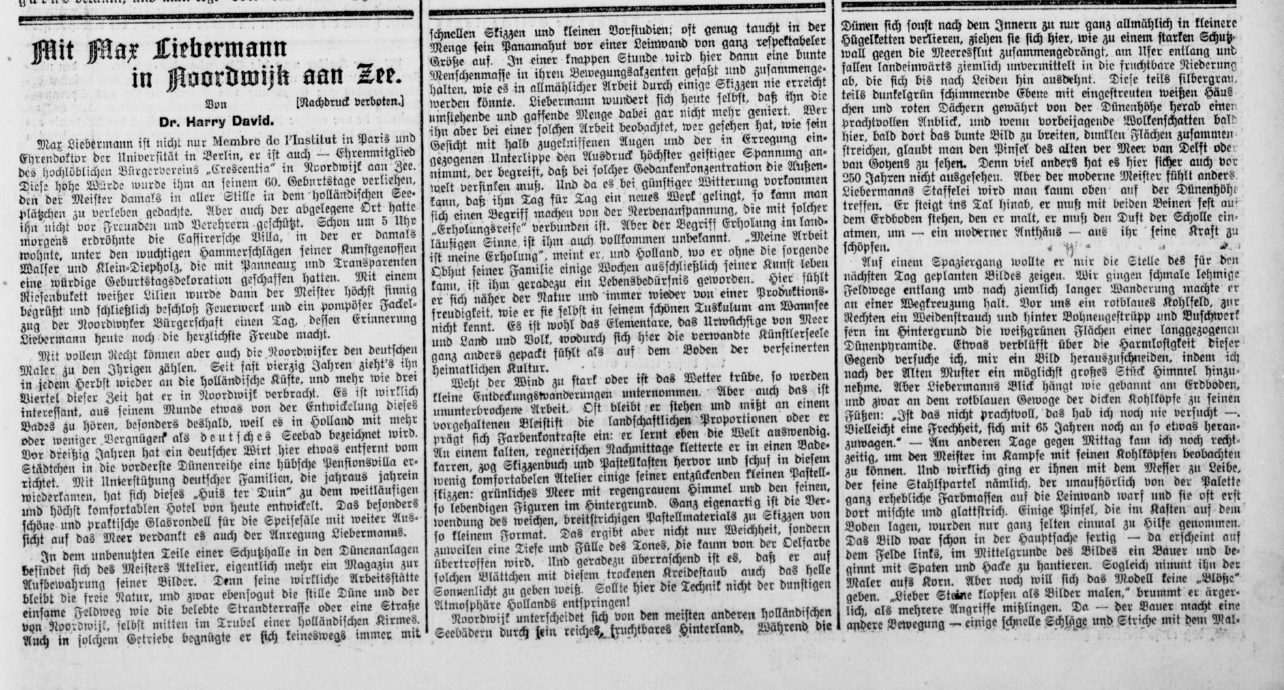 Ein Auszug aus der zeitgenössischen Presse, dem Berliner Tageblatt vom 21. Dezember 1912